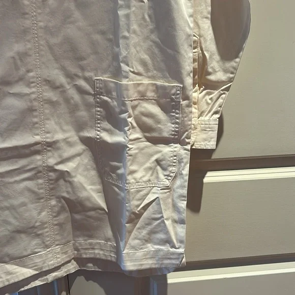 🎀 NWT EVERLANE organic cotton The Long-Sleeve Utility Mini Dress XS in bone - Picture 5 of 16